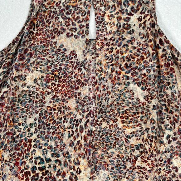 Chloe Oliver Tank Top Animal Print Cut Out Back Women's Large Sheer Multicolor - Picture 7 of 8